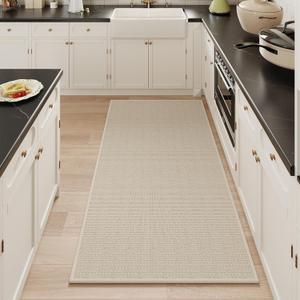 Mecko Bath Mat, Ultra Absorbent Quick Dry Bathroom Floor Mats-Upgraded Thin Cozy Cloth Bathroom Mat Fit Under Door, Rubber Non-Slip Bathroom Rug for Bathtub, Sink, Shower Room(Oatmeal,24"x48")