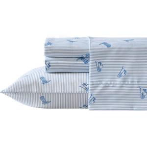 Wrangler - Full Bed Sheets, Ultra-Soft & Lightweight Bedding with Matching Pillowcases, Lightweight Bed Set for All Season Comfort, Oeko-Tex Certified (Cowboy Pinstripe Blue)