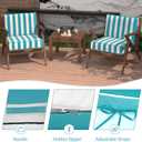 5" Thicker Outdoor Chair Cushions 2 Sets 24" *24" Waterproof Patio Chair Cushions for Outdoor Furniture w/Removable Cover 30D High Density Sponge Filling Thicken Patio Furniture Cushion w/Handle &Ties