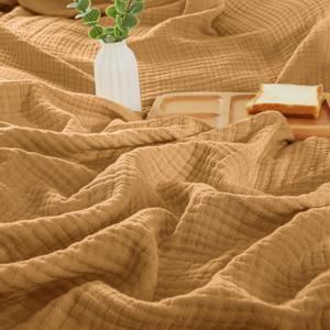 PHF 100% Cotton Muslin Throw Blanket 50" x 60", 4-Layer Lightweight Gauze Throw, Breathable Cloud-Soft Minimalist Blanket for Bed, Couch, Camping & Baby, Honey Yellow, Ideal Gift PHF 100% Cotton Muslin Throw Blanket 50" x 60", 4-Layer Lightweight Gauze Throw, Breathable Cloud-Soft Minimalist Blanket for Bed, Couch, Camping & Baby, Honey Yellow, Ideal Gift