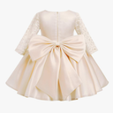 IDOPIP Flower Girl Satin Bowknot Lace Tutu Dress for Kids Baby Princess First Communion Wedding Birthday Party Pageant Gowns 100