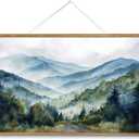 ARPEOTCY Extra Large Vintage Framed Wall Art, 36x54 Inch Watercolor Blue Ridge Mountains Forest Landscape Hanging Framed Canvas Print Art for Living Room Bedroom, Farmhouse Above Bed Wall Decor