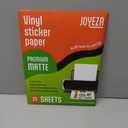 JOYEZA Premium Printable Vinyl Sticker Paper for Inkjet Printer - 40 Sheets Matte White Waterproof, Dries Quickly Vivid Colors, Holds Ink Well- Tear Resistant - Inkjet & Laser Printer