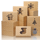 COTOPHER 12Pcs Christmas Cookie Boxes with Window, 8x6x2.5 inch Brown Bakery Boxes for Gift Giving, Brown Cake Boxes Holiday Pastries Boxes for Cakes Muffins Donuts Chocolate Strawberries