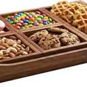 Serving Tray with 5 Removable Snack Boxes,Acacia Wood Snack Tray for Parties and Entertaining, Movie Night, Coffee Table and Charcuterie Serving