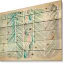 Watercolor Geometric Swatch Element Iv Mid-Century Modern Wood Wall Decor, Blue Wood Wall Art, Large Abstract Wood Wall Panels Printed On Natural Pine Wood Art (24"L x 32"W)