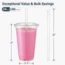 AOZITA 100 Pack - 24 oz Clear Plastic Cups with Lids and Straws, Sturdy & Food Safe Iced Coffee Cups with lids, Disposable Iced Coffee Cups for Cold Drinks