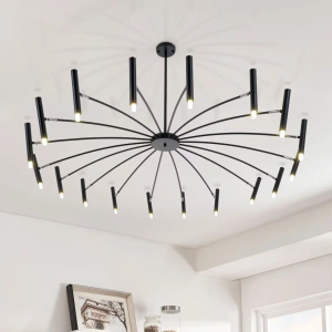 EGM Modern Chandelier 20-Light with G9 Bulb, LED Chandelier for Living Room, Black Sputnik Chandeliers Mid Century Dimmable for Dining Room