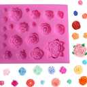 OBTANIM Silicone 21 Cavity Rose Flower Fondant Mold Cake Cupcake Top Decoration Mould for Chocolate Handmade Candy