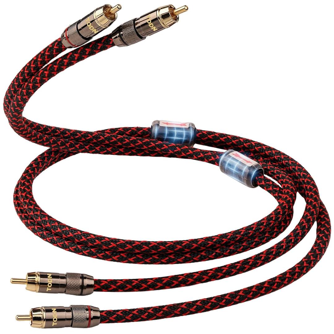 TODN Audiophile RCA to RCA Audio Cable with 4-Core-OFC Shielded RCA Stereo Cables for HiFi Home Theater (1.64ft/0.5m, 1 Pair)