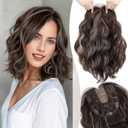 11 Inch Short Wavy Hair Topper for Women, 6.5"x6.5" Base Clip in Hairpiece, Synthetic Lightweight Breathable, for Thinning Hair & Gray Roots, Instant Volume & Coverage