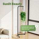 Hanging Plant Stand Indoor, Corner Plant Stands for Indoor Plants, Black Metal Hanging Plant Holder with Suction Base, Standing Plant Hanger for Living Room, Balcony, Garden, Bathroom