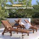 THOEOE Patio Chaise Lounge Chair, Oversized Lounge Chair Outdoor with 5 Positions, 78 Long, HDPE, Patio Lounge Chair with Wheels & Cup Holder for Pool, Deck, Poolside,Wood, Extended-1pcs