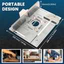Elestoria Aluminum Router Table Insert Plate | Router Flip Plate for Woodworking Benches| Miter Gauge Guide, Sliding Fence Brackets, Tenon Ruler | Versatile Trimming Engraving Table | Silver 111