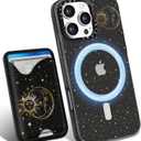 Toycamp for iPhone 16 Pro Max Case - Compatible with Magsafe Credit Card Holder Wallet Magnetic Cute Women Teen Girls Kawaii Girly Unique Sun Moon Design Phone Cover for Apple 16 Promax 6.7"