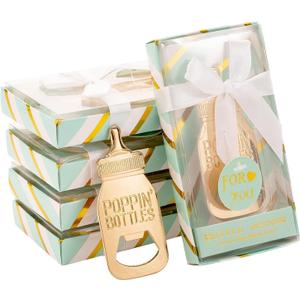 16 Packs Bottle Opener for Baby Shower Favors, Baby Shower Party Return Gifts for Guest, Poppin Bottles Openers with Exquisite Gifts Box Used for Baby Party Souvenirs (Green-Baby Bottle)