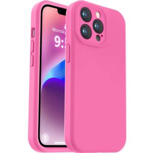 Vooii Compatible with iPhone 13 Pro Case, Liquid Silicone Upgrade [Camera Protection] [Soft Anti-Scratch Microfiber Lining] Shockproof Phone Case for iPhone 13 Pro 6.1 inch - Pitaya