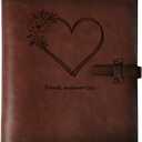 Photo Album 4x6 200 Photos, Genuine Leather Albums Page Refillable with 30 Pieces Writing Paper, Best Gift for Travel Wedding Kids Graduation Baby Picture Album Scrapbook