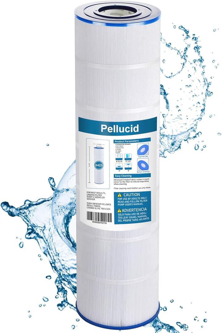 PELLUCID Pool Filter Compatible with Jandy CS250, Unicel C-8425, R0462500, PJANCS250, Unicel C-8418, Filbur FC-0824, 250 Sq.ft Filter Cartridge with Advanced Filtration System for Longer Life -1 Pack