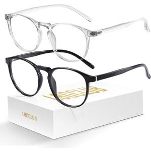 2 Pack Blue Light Glasses For Woman/Men Blue Retro Round Light Blocking Glasses (L31blacktou)
