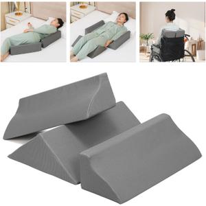 Fanwer Bed Wedges & Body Positioners (3 in 1), 40 Degree Wedges for Bed Positioning,Positioning Pillows for Elderly, Wedge Pillow for Bed Sores, Side Sleeping, After Surgery, Knees Elevated,Back Pain (Light Grey)