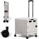 Collapsible Rolling Cart with Stair Climbing:Wheels Foldable Teacher Crate for Files Groceries & Trade Shows All-Terrain Office Cart with Lid Basket Handle & Durable Steel Frame