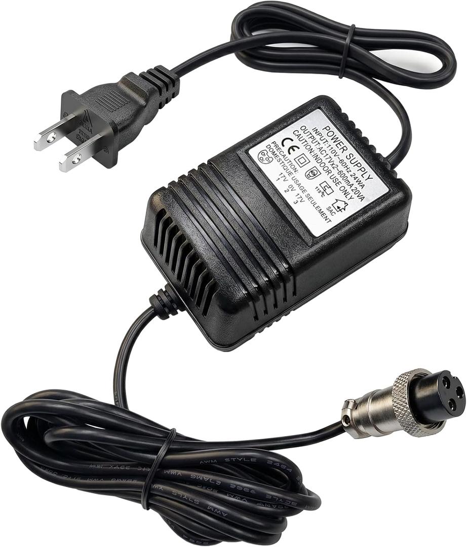 17V 600mA AC Power Adapter 3-pin for Mixing Console Mixer, Connector Pedalboard Power Supply Compatible with Yamaha MG16/MG166CX/MG166C/F4/F7/6FX/MG82X/ Audio with 3-Pin Connector