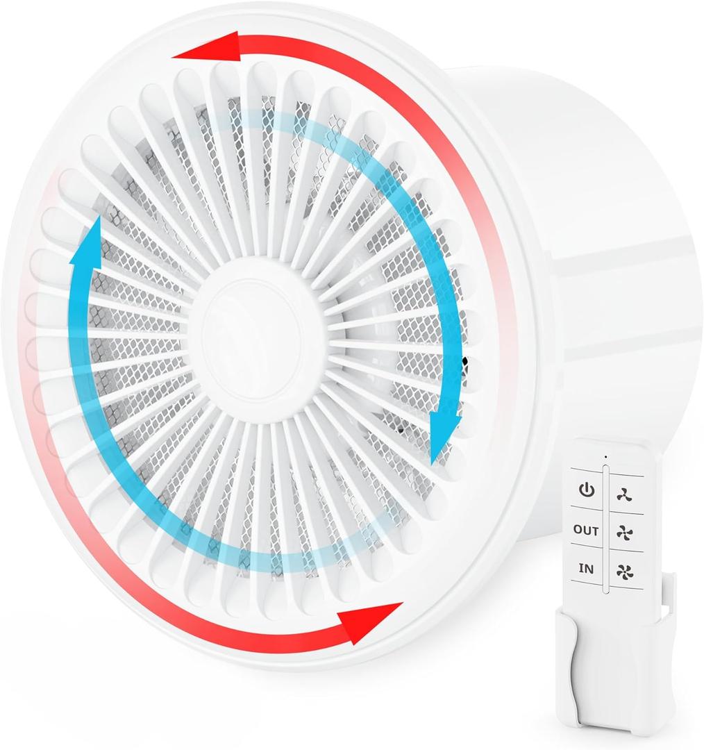 HG Power 4 Inch Bathroom Exhaust Fan 2-Way Reversible Window Fan with Remote Control, 3-Speed 2300RPM Low Noise, for Bao Kitchen Ceiling Wall Mount Home Ventilation