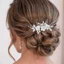 Catery Flower Bridal Hair Comb Wedding Hair Clip Rhinestone Hair Accessories for Brides and Women (Silver)