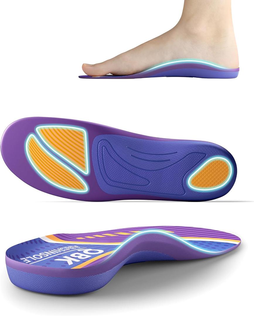 Bunion Relief, QBK Shoe Inserts for Shoes Too Big Effective Prevent High Arch, Overpronation, Plantar-Fasciitis, Flat Feet XS (XS: Women6-7, Purple)