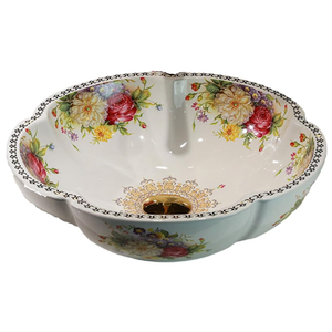 White Peony Flower Bathroom Vessel Sink