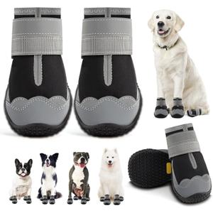 Dog Shoes for Large Dogs, Medium Dog Boots & Paw Protectors for Hardwood Floors, Outdoor Dog Booties for Hot Pavement Winter Snow Hiking, Waterproof Dog Shoes with Reflective Strips Size 5 (#5 (width 2.16 inch) for 40-58 lbs, Black-Waterproof)