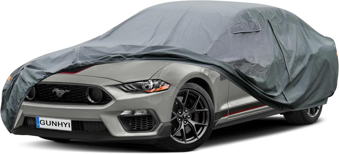 GUNHYI 16 Layers Car Cover Waterproof All Weather, Heavy Duty Full Exterior Cover Universal Fit Coupe Ford Mustang/Shelby, Chevrolet Camaro/Corvette, Kia Optima, Audi A4/A5, BMW 5 Series 525i etc., 0 Coupe Car Cover, 0 Fit Coupe Length 186-195 inch