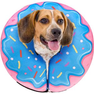SCENEREAL Dog Cone Alternative After Surgery Donut Collar, Soft Pet Recovery Pillow Collar for Medium Large Dogs, Inflatable Adjustable Neck Collars to Prevent Licking, Donut M