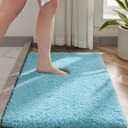 Bathroom Rug 20x32 Non Slip Fluffy Teal Bath Mat for Bathroom Floor Washable Plush Luxury Bath Rug for Tub Soft Shaggy Absorbent Shower Sink Mat