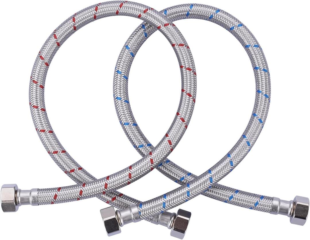 ARCORA 24-Inch Line Connects Kitchen Sink to Water Supply, Braided Stainless Steel cUPC Supply Lines 1/2 Inch FIP x 1/2 Inch FIP Sink Hose Attachment for Faucet 1 Pair