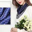 ANDANTINO 100% Mulberry Silk Square Scarf for Hair-25.6" X25.6'' Women Men Natural Silk Neckerchief Digital Printed Headscarf (Navy Blue Polka Dots)