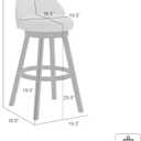 Armen Living Erika Modern Transitional Swivel Wood Counter Height Kitchen Bar Stool in White Finish with Light Blue Fabric Upholstered Seat - Set of 2, 26" Counter Height
