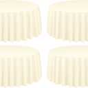 Showgeous 4 Pack Beige Round Tablecloth 90 Inch Table Cloth for Round Tables Polyester Tablecloths Table Cover for Dining Wedding Party