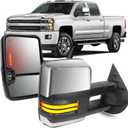 OCPTY Rearview Mirrors Power Heated Towing Mirrors For Chevy Silverado Pickup New Body Style Models 2007 For Chevy 2008-2014 For Gmc 2007-2014 With Chroming Housing Lights Running Lights, 8.89" x 12"