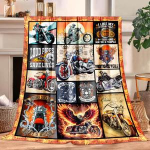 Motorcycle Gifts for Men Women Kids Boys, Super Soft Vintage Cool Motorcycle Decor Blanket Gifts for Motorcycles Riders Lovers, Cozy Warm Fuzzy Plush Fleece Flannel Blankets 50"x40" for Couch Bedding