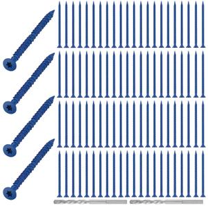 MorningRo 200 Qty 1/4" x 2-3/4" Star Head Concrete Screws Anchor with Drill Bits Blue Star Drive Bugle Head Screws for Anchor Masonry, Block, Brick, Cement, Stucco, Diamond Point and Wood Fastening