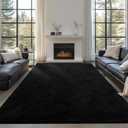 Large Modern Area Rugs for Living Room Bedroom, 9x12 Feet Black Ultra Soft Thickened Memory-Foam Indoor Rug, Comfy Aesthetic Solid Minimalist Carpets for Girls Boys Nursery Dorm Home Decor