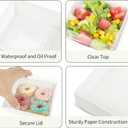 100 Pack Small Charcuterie Boxes with Clear Lids, 5.5 Inch To Go Paper Mini Food Containers, Disposable Dessert Bakery Boxes+100 Plastic Forks+100 Cupcake Liners for Cookie, Cake Slice, Sushi, White