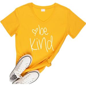Be Kind T Shirts Women Cute Graphic Blessed Shirt Funny Inspirational Teacher Fall Tees Tops (Small, Yellow)