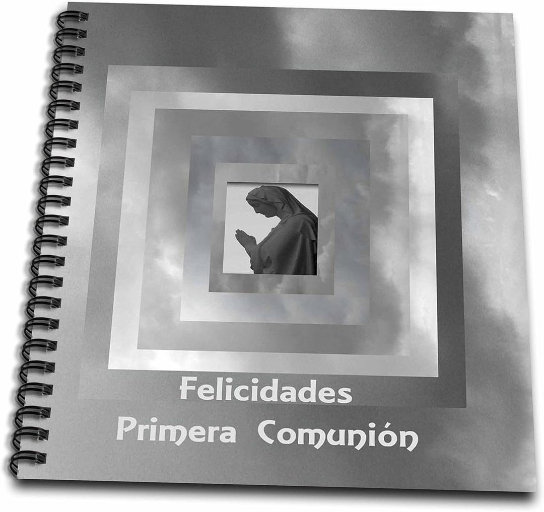 3dRose Spanish First Communion, Felicidades Primera Comunion. Lady Praying in The Clouds-Memory Book, 12 by 12" (db_43407_2)