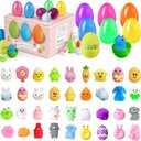 48Pcs Prefilled Easter Eggs with Animal Mochi Squishy Stress Relief , Kawaii Easter Basket Stuffers, Party Favors, Classroom Prizes (Multicolor 48Pcs)