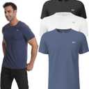 3 or 5 Pack Workout Shirts for Men Quick Dry Running T-Shirt Short Sleeves Moisture Wicking Crew Neck Tee Athletic Casual Top (Medium, 5-black-white-grey Blue)