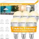 Neporal LITE PRO Battery Backup Light Bulbs, 2600mAh Rechargeable Light Bulbs, Perfect As Emergency Lights for Home Power Failure, Hurricane Prepareness Item, E26/E27 (Warm White 6pk-2600mah)