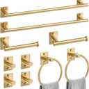 10 Pieces Bathroom Hardware Accessories Set Brushed Gold Towel Bar Set Stainless Steel Towel Racks for Bathroom,Wall-Mounted 23.6 inch